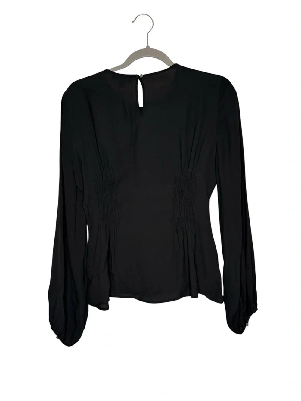 J. Crew Shirred Waist Chiffon Top in Black Size 8 NWT